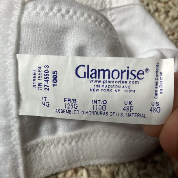 Glamorise Womens Magic Lift Bra Style 1005 Size 48F White Comfort Adjustable - Picture 6 of 8
